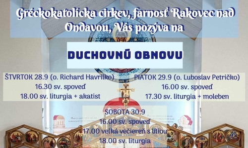 Pozvánka na duchovnú obnovu a odpust do Rakovca