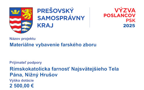 Výzva poslancov PSK - "materiálne vybavenie farského zboru"