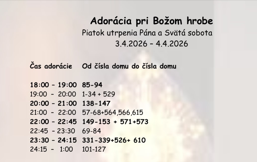 Adorácia pri Božom hrobe, 2026